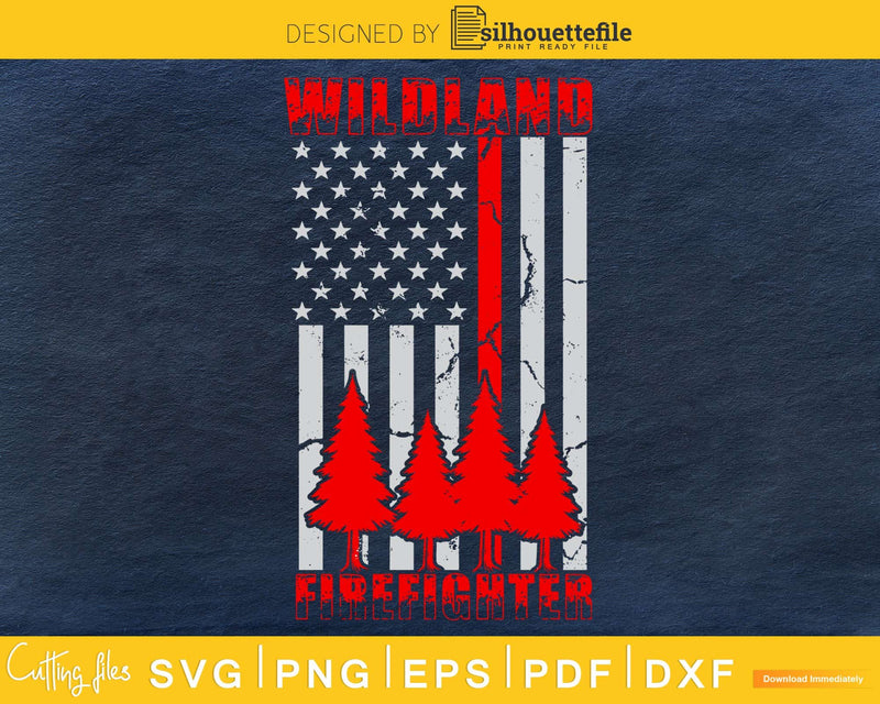 Distressed Patriot Thin Red Line American Flag Wildland
