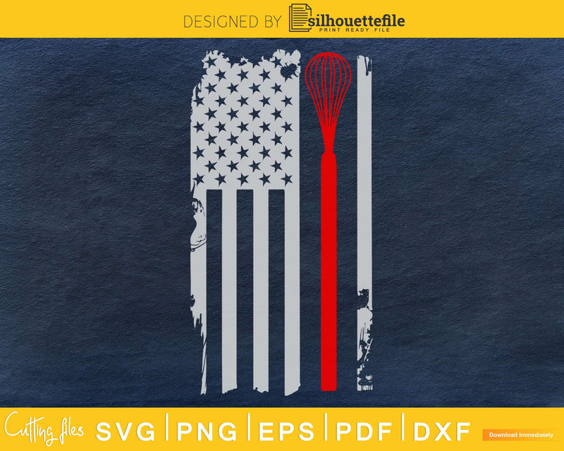 Thin Red Line Baker 4th of July American flag svg craft cut