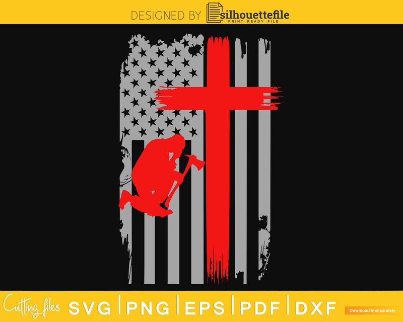 Thin Red Line Decal Firefighter American Flag svg cut craft