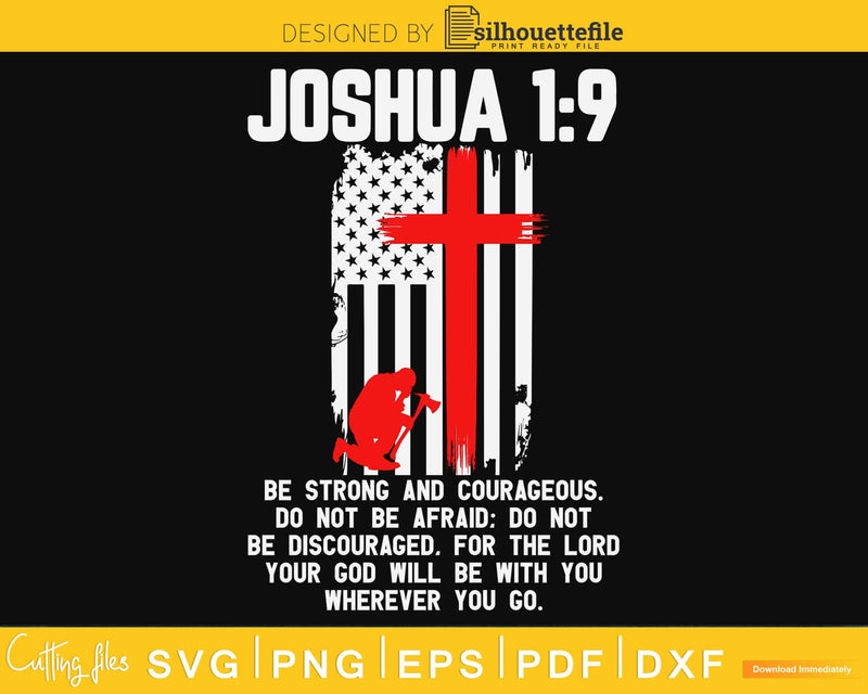 Thin Red Line Firefighter Bible Verse Christian svg cutting