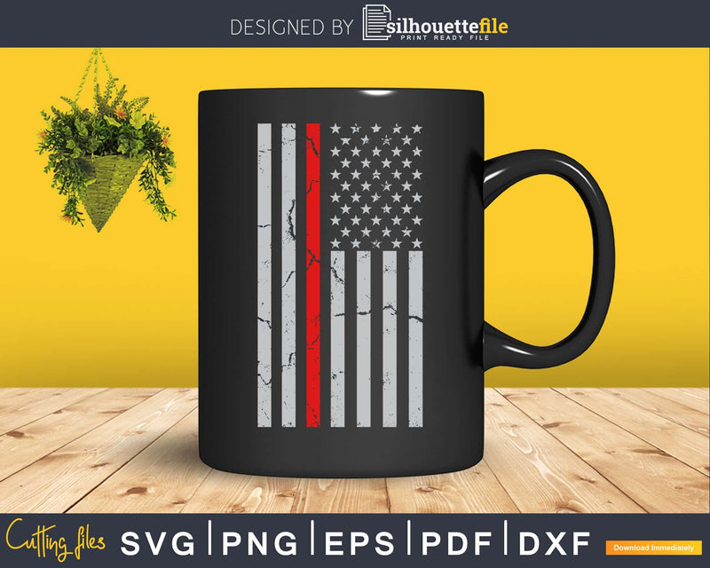 Thin Red line US Flag Distressed 4th of July svg cricut