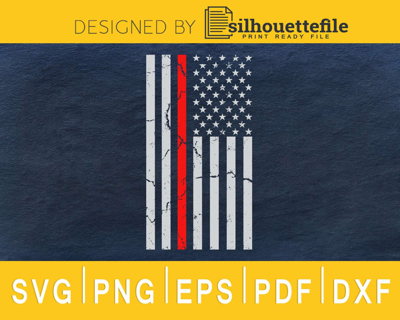 Thin Red line US Flag Distressed 4th of July svg cricut