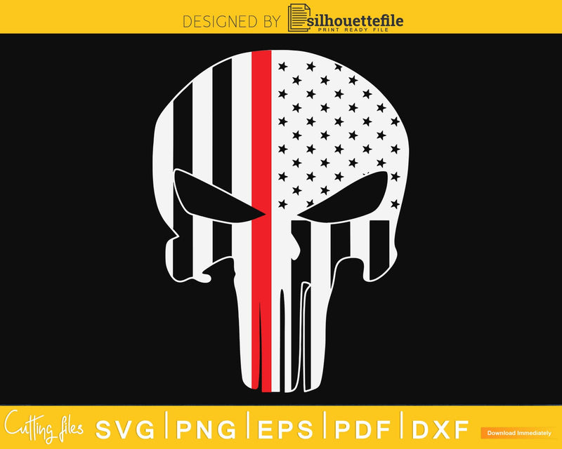 Thin Red Line USA Flag Firefighter Punisher printable svg