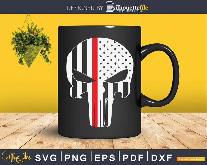 Thin Red Line USA Flag Firefighter Punisher printable svg