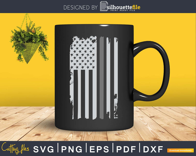 Thin Silver Gray Line American Flag Department