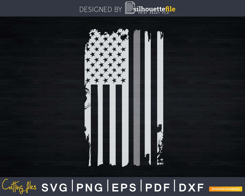 Thin Silver Gray Line American Flag Department