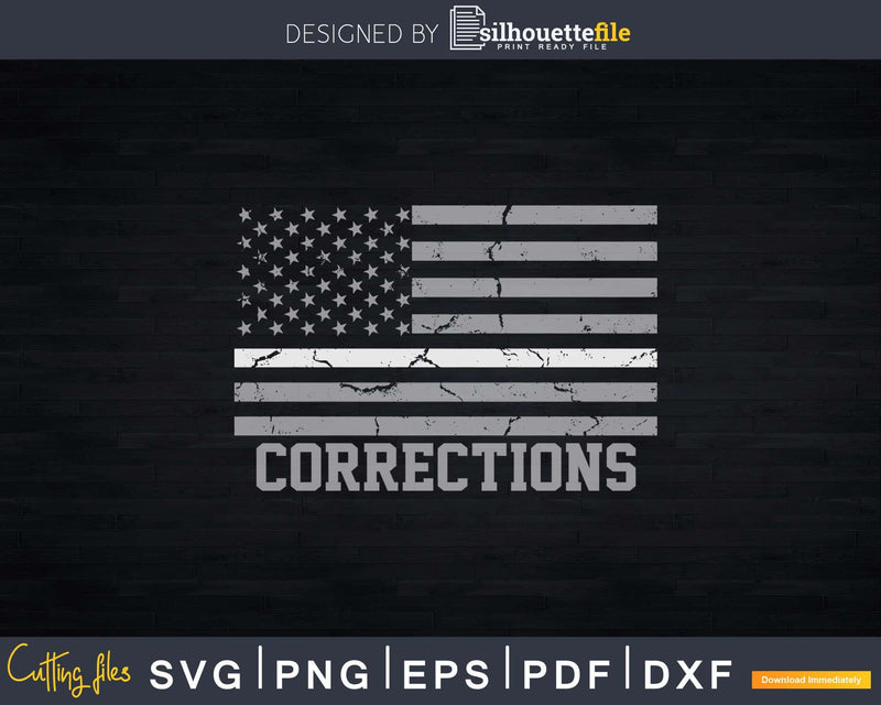 Thin Silver Line American Flag Corrections Officer Svg Dxf