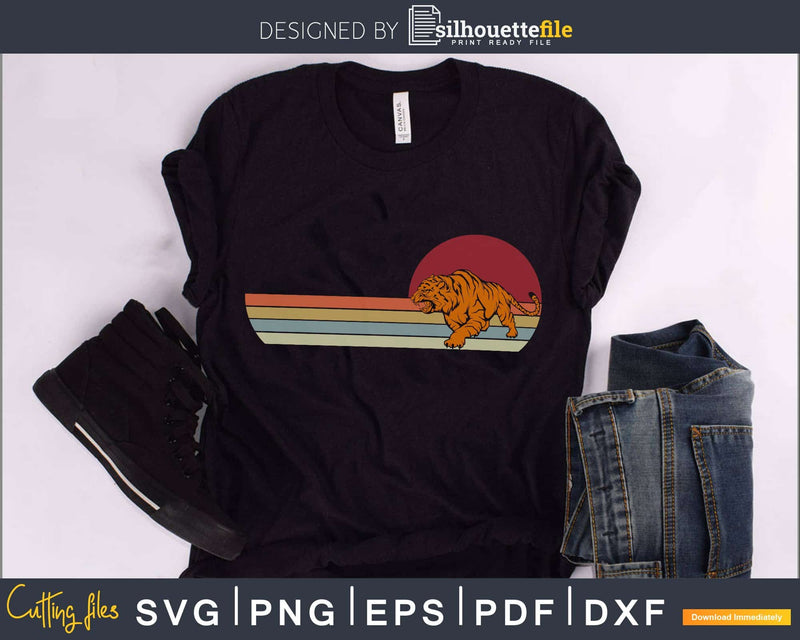 Tiger Retro vintage Style cricut cut svg png dxf cutting
