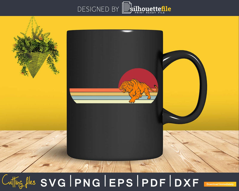 Tiger Retro vintage Style cricut cut svg png dxf cutting