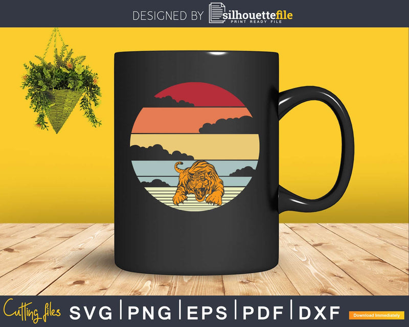 Tiger Retro vintage Style cricut cut svg png printable