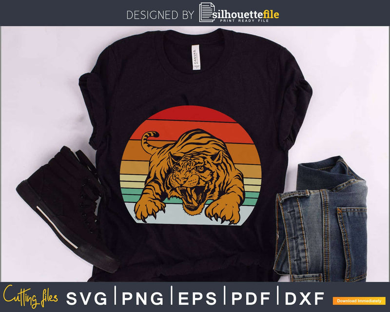 Tiger Retro vintage Style cut svg png design cutting files