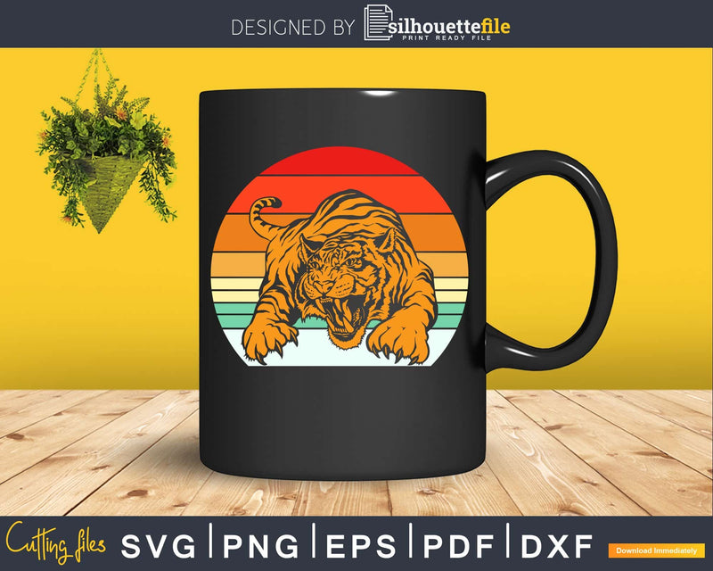 Tiger Retro vintage Style cut svg png design cutting files