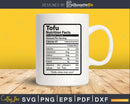 Tofu Nutrition Facts Funny Thanksgiving Svg png Cut File