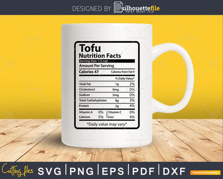 Tofu Nutrition Facts Funny Thanksgiving Svg png Cut File