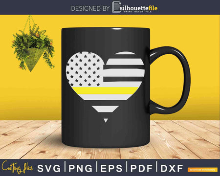 Tow Truck Driver Wife Thin Yellow Line Flag Heart Svg Dxf
