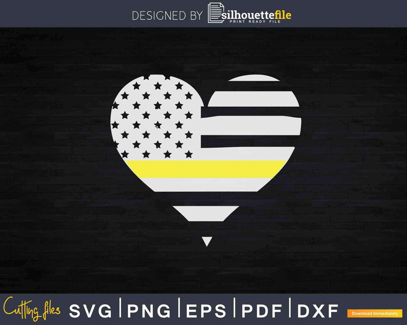 Tow Truck Driver Wife Thin Yellow Line Flag Heart Svg Dxf