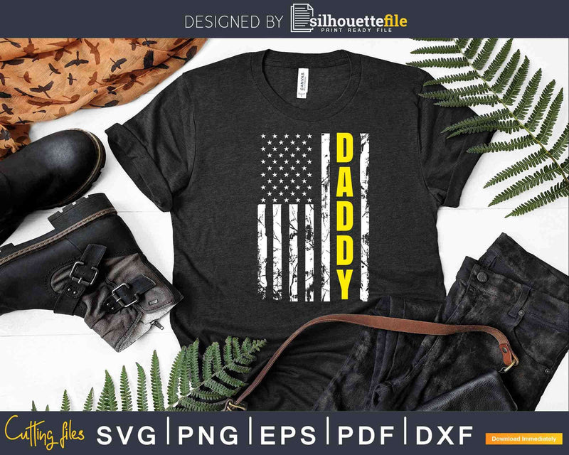 Tow Truck Driver Yellow Line Daddy US Flag Svg T-shirt
