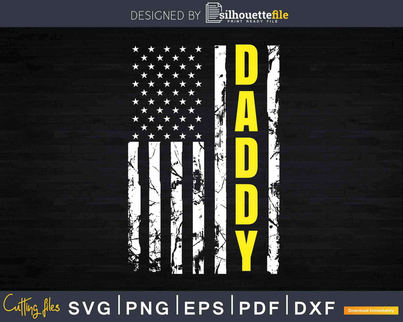 Tow Truck Driver Yellow Line Daddy US Flag Svg T-shirt