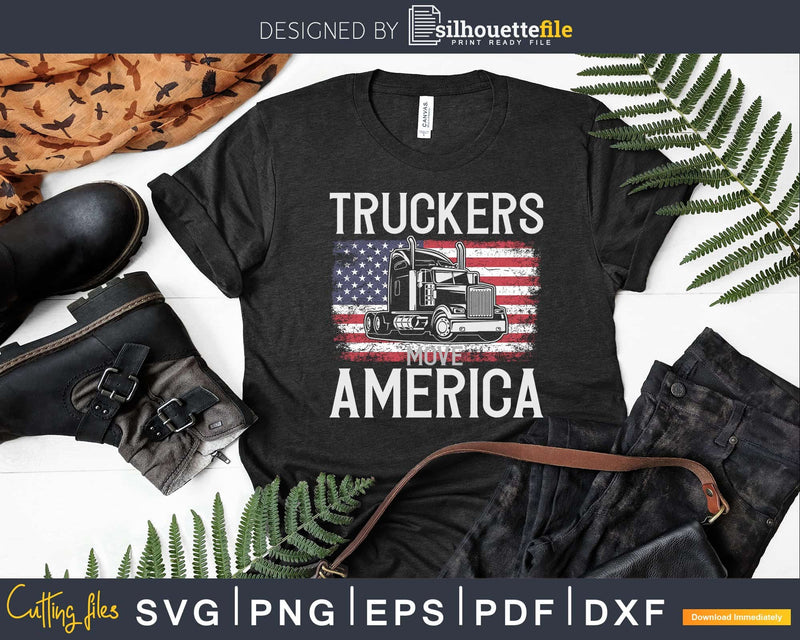 Trucker American Flag Truck Driver Shirt Svg Designs