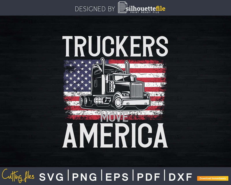 Trucker American Flag Truck Driver Shirt Svg Designs