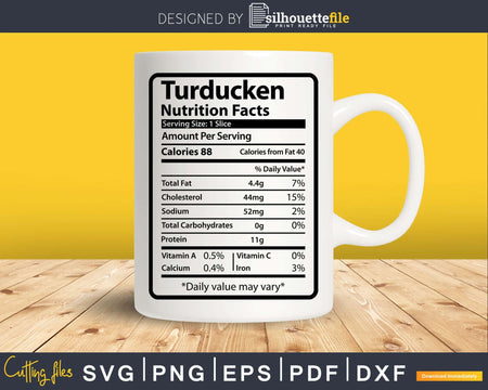 Turducken Nutrition Facts Funny Thanksgiving Christmas Svg