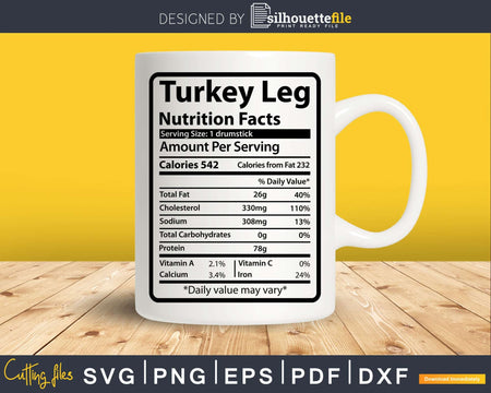 Turkey Leg Nutrition Facts Funny Thanksgiving Christmas Svg