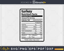 Turkey Nutrition Facts Funny Thanksgiving Christmas Svg Png