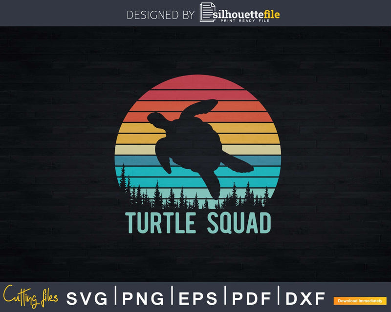 Turtle Squad Vintage Retro Sea Shirt Svg Files For