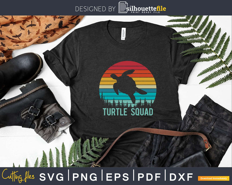 Turtle Squad Vintage Retro Sea Shirt Svg Files For