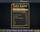 Tutu kane Nutrition Facts Father’s Day Gift Svg Dxf