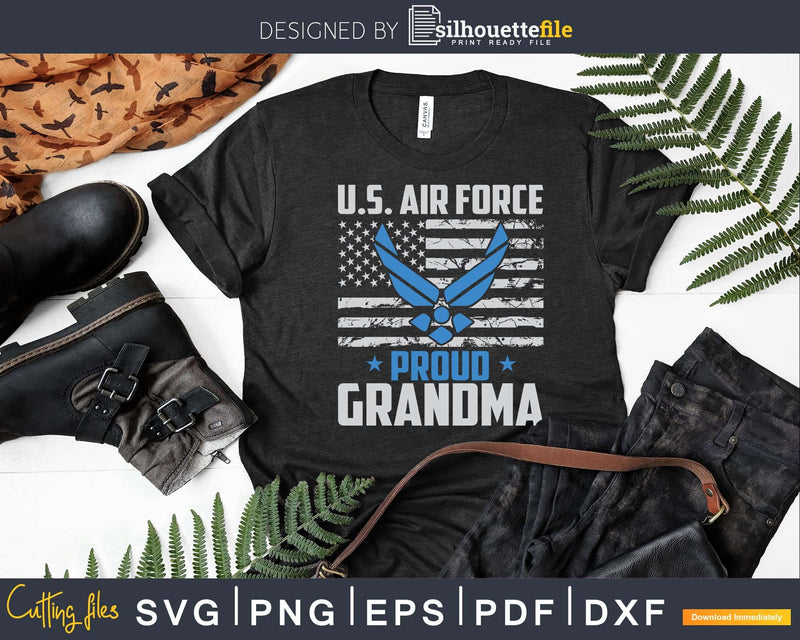 U.S. Air Force Proud Grandma USA Flag Vintage Svg Png