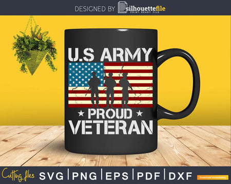 U.S Army Proud Veteran With American Flag Svg Dxf T-shirt