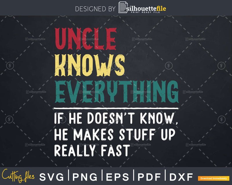 Uncle Knows Everything Funny Fathers Day Svg Dxf Eps Cricut