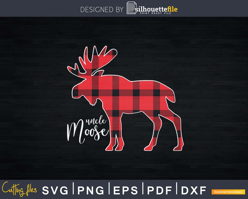 Uncle Moose Red Plaid Buffalo Pajama Instant Download Svg