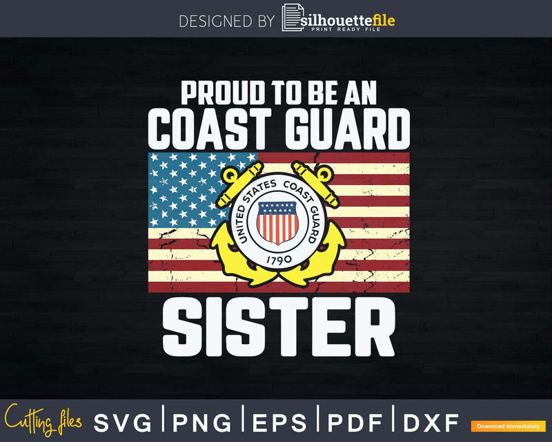 United States Coast Guard Sister With American Flag Svg