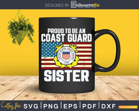 United States Coast Guard Sister With American Flag Svg