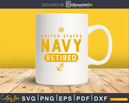 United States Navy Retired Faded Grunge Svg Dxf Png Cutting