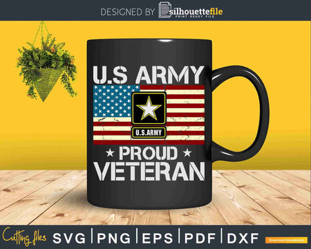 US Army Proud Veteran With American Flag Svg T-shirt Design