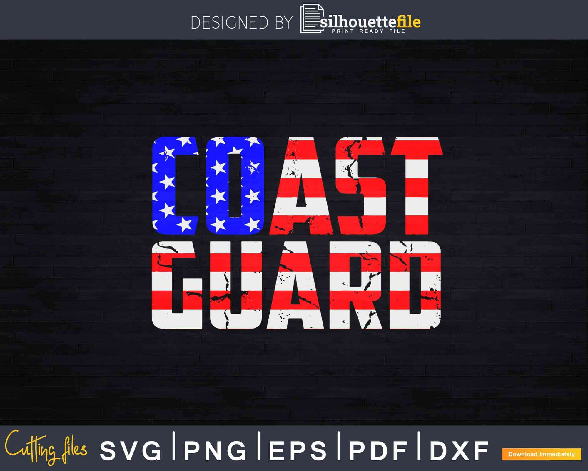 US Flag Lettering Coast Guard Svg Cricut Cut Files | SilhouetteFile