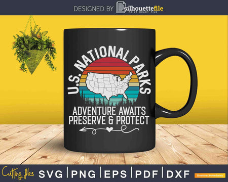 US National Parks Map Hiking Camping Adventure Await
