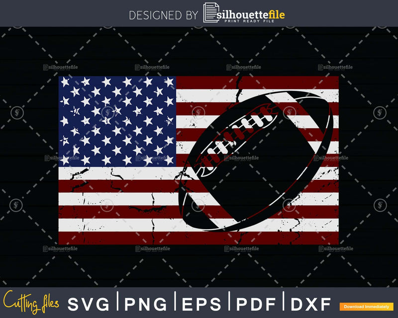 USA American Flag Football Player Perfect svg png dxf cut