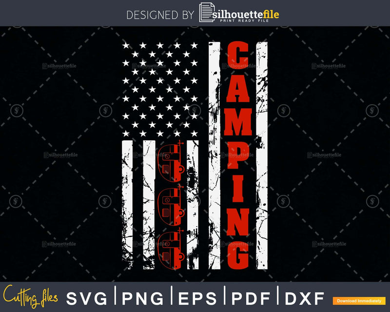 USA camping svg trailer Flag vacatione cut files