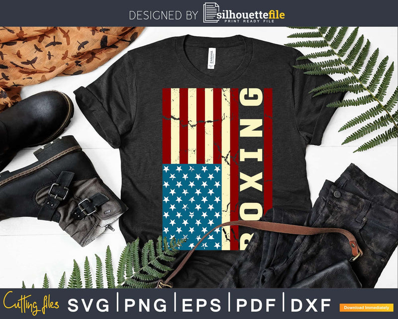 USA Flag Boxing Svg T-Shirt Design Boxer Dxf Printable Cut
