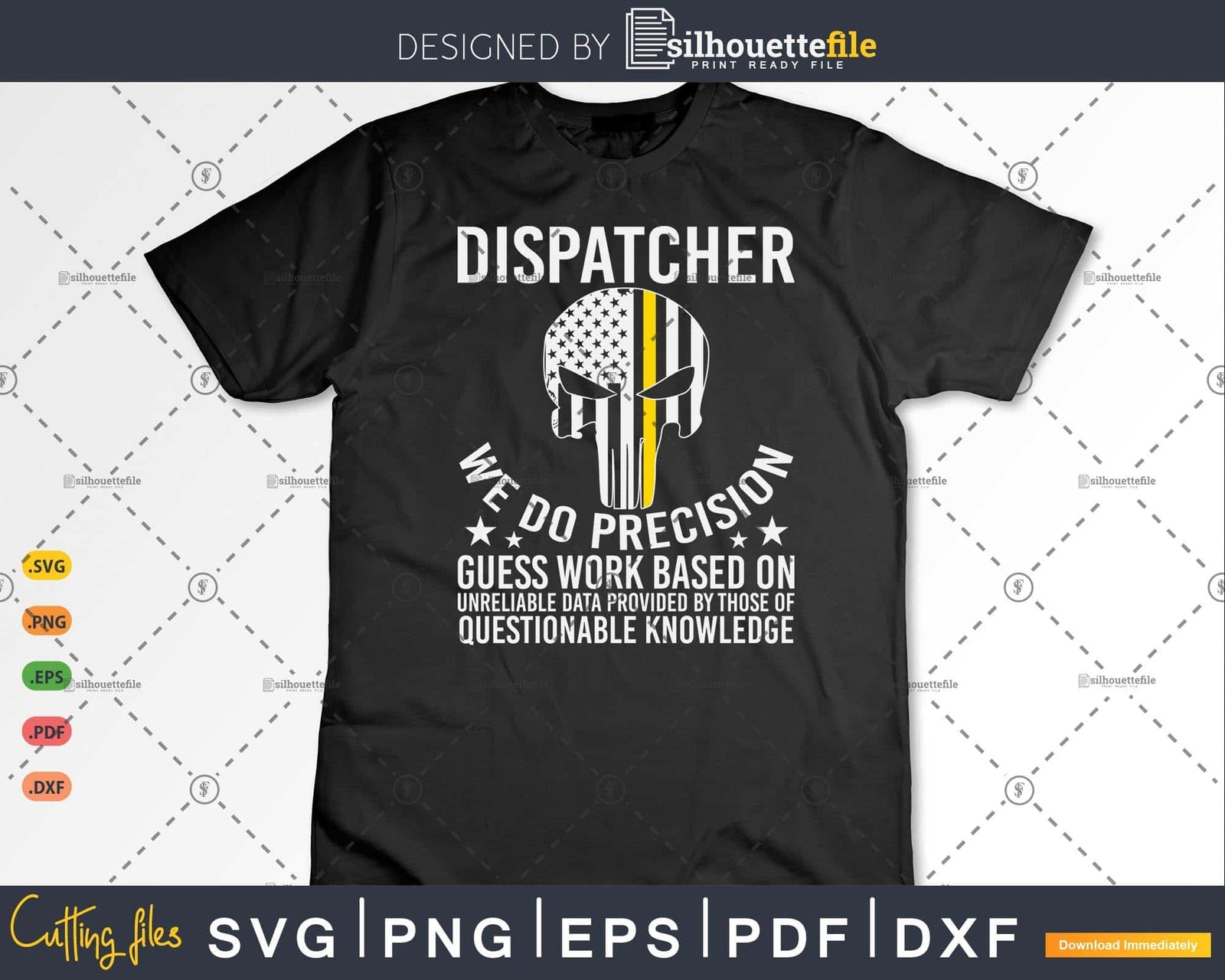 USA flag Thin Gold Line 911 Skull Dispatcher Svg Cut Files | Silhouettefile