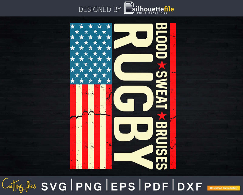 USA Rugby American Flag Distressed 4th of July Svg Dxf Cut