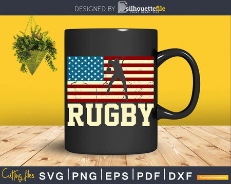USA Rugby Vintage Flag Silhouette Svg Cut File