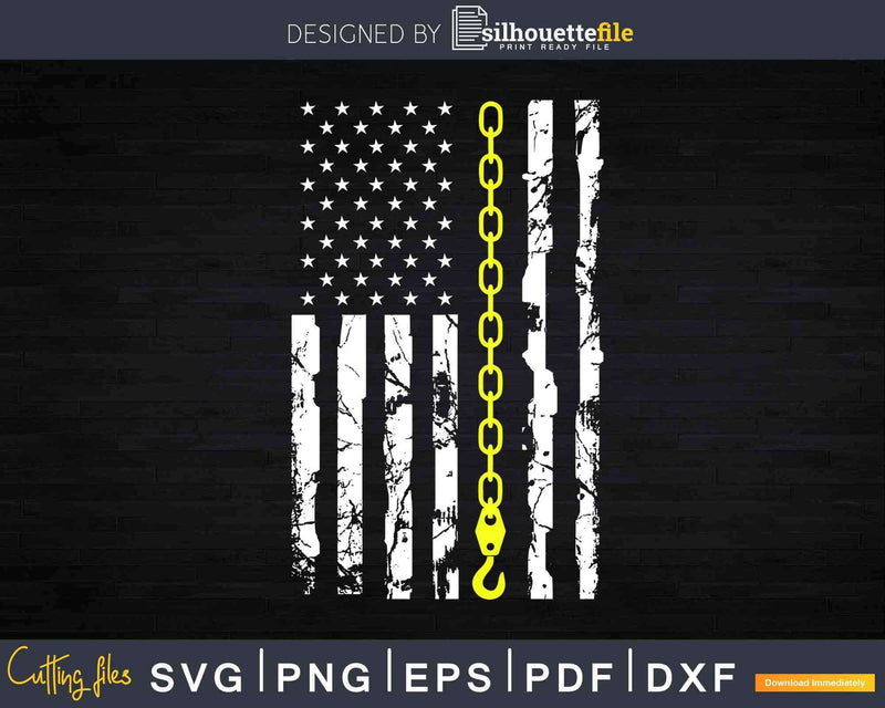 USA Thin Yellow Line Hook Tow Truck Driver Svg Dxf Png