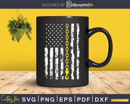 USA Thin Yellow Line Hook Tow Truck Driver Svg Dxf Png