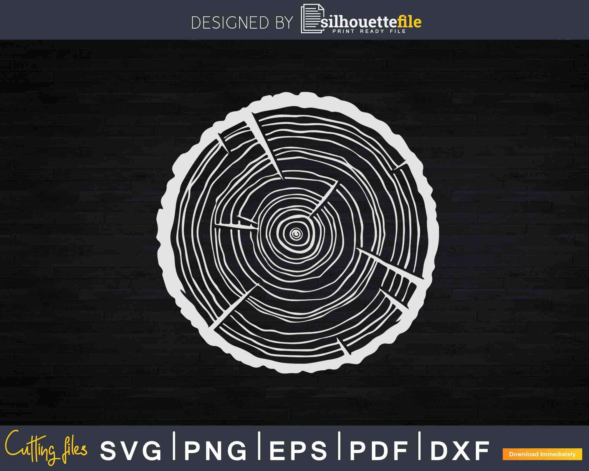 Vector Tree Slice Tree Rings Svg Cricut Files | Silhouettefile