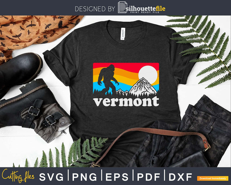 Vermont Pride Bigfoot Mountains Retro Nature Svg Shirt